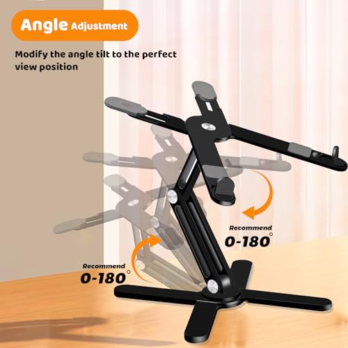 Moallia Laptop Stand with 360 Rotating Base, Computer Notebook Laptop Riser Metal Holder for Desk Collaborative Work, Fully Foldable for Easy Storage, Fits All MacBook, Laptops up to 16 inches, Black