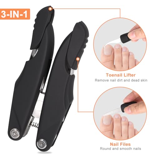 THRAU Toenail Clipper, 3 in 1 Foldable Nail Clipper, Stainless Steel Fingernail Clipper and Gift Box Manicure Set