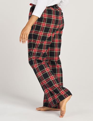 LAPASA Women's Flannel Pajama Pants Plaid 100% Cotton Pajamas Pants 2XL, Red&Blue Plaid