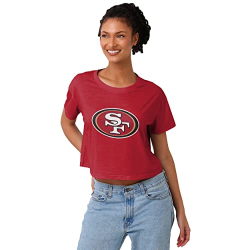 FOCO Men's NFL Team Ladies Fashion Crop Top Shirt, Solid Big Logo, Small