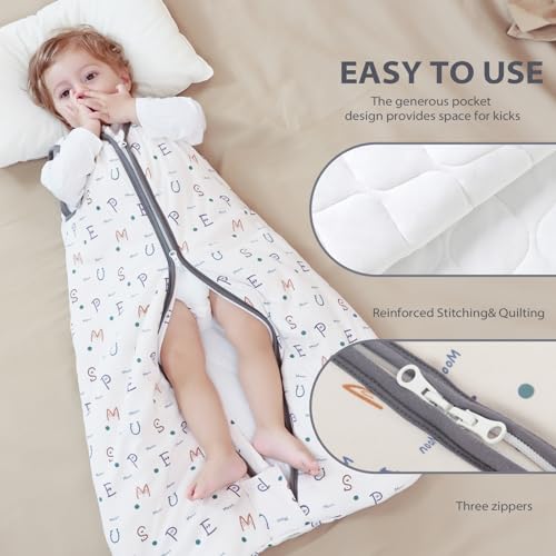 Mosebears Sleep Sack Baby Winter Wearable Blanket with 2-Way Zipper,2.5 TOG Cotton Sleep Sack Unisex (Rabbit Cat, 12-18 Months)