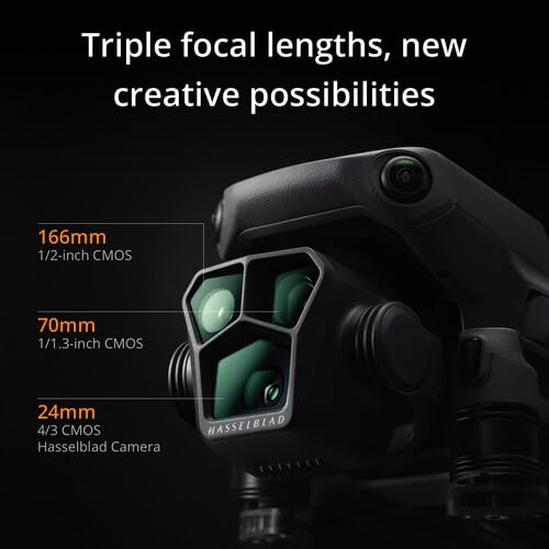 DJI Mavic 3 Pro with Fly More Combo DJI RC, Flagship Triple-Camera Drone with 4/3 CMOS Hasselblad Camera, with 3 Batteries, Charging Hub, 128 GB Micro SD Card Landing Pad, Waterproof Backpack and More
