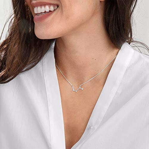 ChicSilver 925 Sterling Silver Zodiac Pisces Necklace for Women - Wihte Gold Plated Simulated Diamond 12 Horoscope Astrology Constellation Jewelry BFF