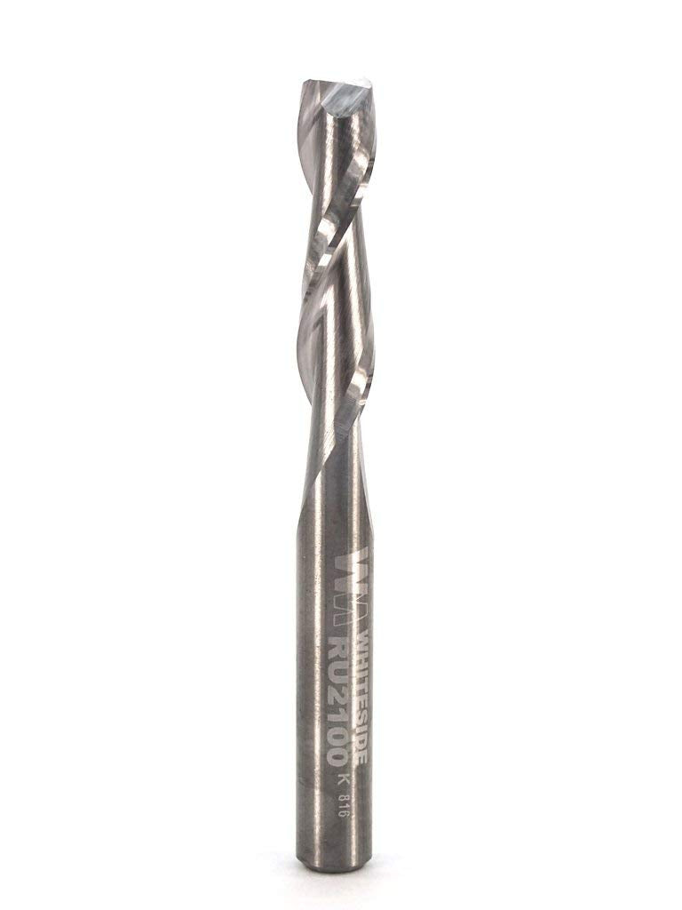 Whiteside RU2100 Spiral Upcut Straight Router Bit: 1/4 Inch Cutting Diameter, 1/4 Inch Shank, 1 Inch Cutting Length