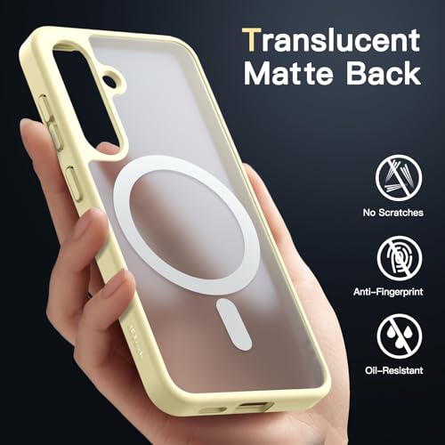 JETech Magnetic Case for Samsung Galaxy S24 5G, Compatible with MagSafe, Translucent Matte Back Shockproof Phone Cover (Amber Yellow)