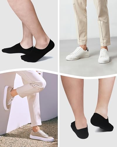 SIXDAYSOX No Show Socks Mens 8 Pairs White Invisible Low Cut Liner Socks With Arch Support Size 5-8
