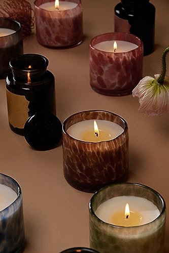 Paddywax Luxury Candles in Hand-Crafted Artisan Blown Glass Scented Luxe Candle, 8-Ounce, Saffron Rose