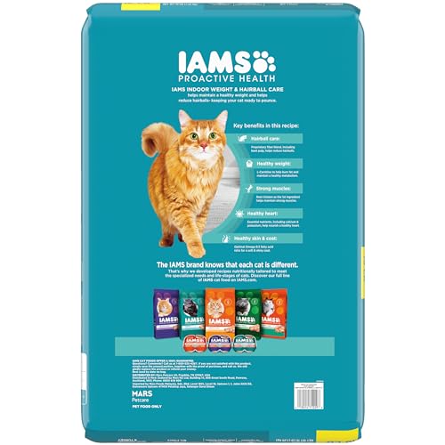 IAMS Proactive Health Indoor Weight & Hairball Care Adult Dry Cat Food with Real Chicken and Turkey, 16 lb. Bag