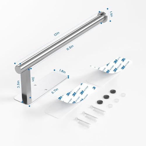 ASTOFLI Self Adhesive Paper Towel Holder Under Cabinet No Drilling 2 Pack, Under Cabinet Paper Towel Holder Wall Mount, Hanging Paper Towel Holder Adhesive, Peel and Stick Paper Towel Holder (Black)