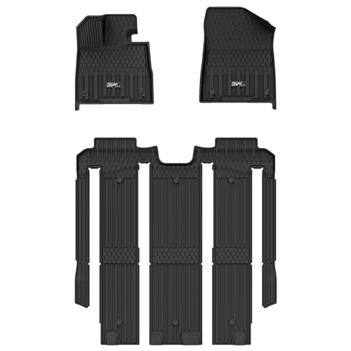 3W Floor Mats Fit Toyota Sienna 2021-2024 (Only for 7 Seat), TPE All Weather Custom Fit Floor Liner for Toyota Sienna 1st, 2nd and 3rd Row, Black