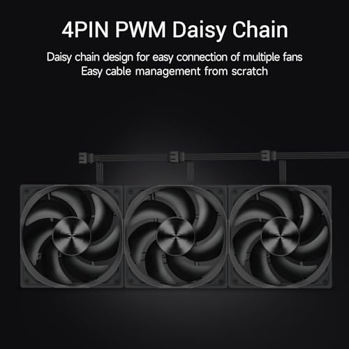 PCCOOLER 120mm Case Fan, F5 R120 PWM 4-Pin FDB PC Fan 2200RPM Daisy Chain Case Fan, 86CFM Cooling Fans 3.2mmH2O 30dB(A) 3 Mode Computer Case Fan for CPU Liquid Cooler, Air Cooler, Black - Single Pack