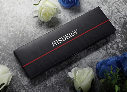 HISDERN Mens Green Floral Ties Woven Classic Necktie Set Formal Tie Pocket Suqare for Wedding Business with Handkerchief