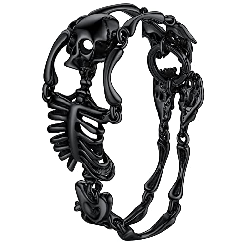 FaithHeart Bracelet for Men Punk Skull Chains Human Skeleton Gothic Jewelry for Female Hip Hop Cool Wristband