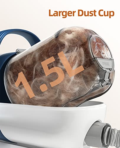 oneisall Dog Hair Vacuum & Dog Grooming Kit, Pet Grooming Vacuum with Pet Clipper Nail Grinder, 1.5L Dust Cup Dog Brush Vacuum with 7 Pet Grooming Tools for Shedding Pet Hair, Home Cleaning