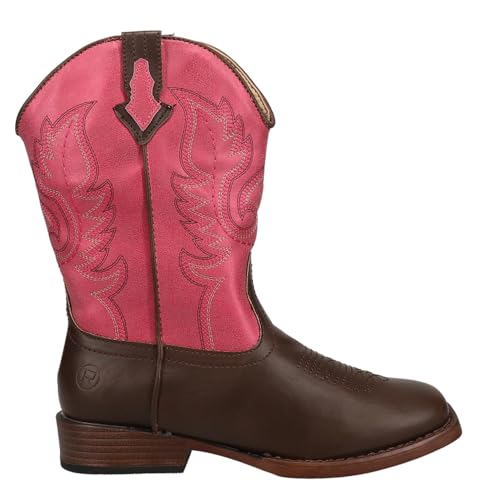 ROPER Kids Girls Texsis Square Toe Casual Boots Mid Calf - Brown, Pink - Size 13 M