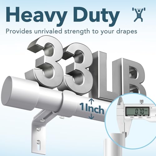 IFELS Heavy Duty Curtain Rods for Windows 28 to 48 Inch, 1 Inch Bronze Curtain Rods for Outdoor, Farmhouse, Bedroom, Kitchen, Living Room, Adjustable Easy Install Curtain Rods (A2,Bronze,30"-60")