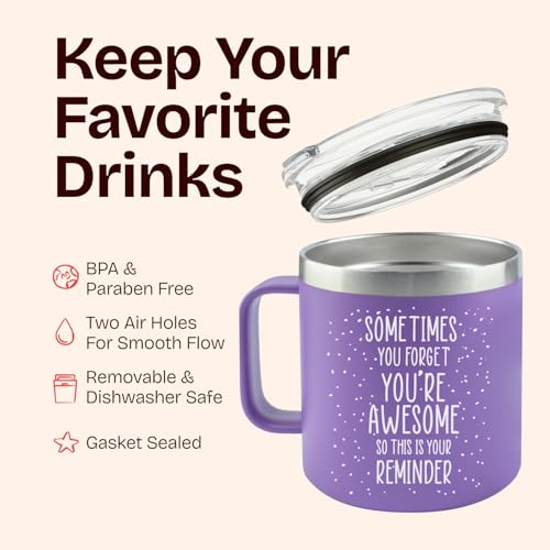 KLUBI Birthday Gifts for Women Who Have Everything - Sometimes You Forget You Are Awesome Gifts for Women Christmas Gifts for Mom From Daughter Purple Mug Xmas Gifts Baskets for Women Fun Teacher Gift