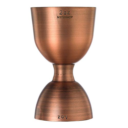 Barfly M37006ACP Heavy-Duty Straight Rim Bell Jigger, 1 oz x 2 oz, Antique Copper