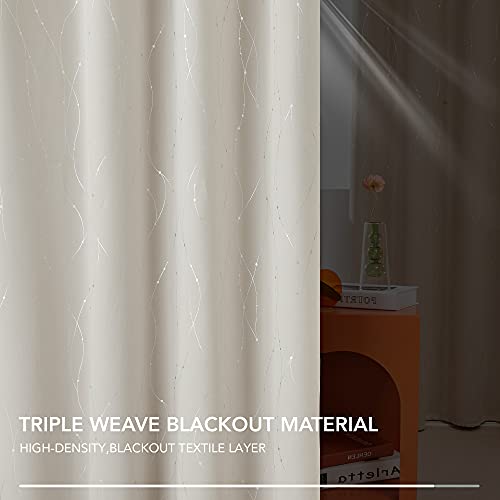 Deconovo Blackout Kitchen Curtains, 45 Inch Length, Pack of 2 - Thermal Insulated Curtains, Dots Pattern, Curtains for Dining Room (52 x 45 Inch, Grey, Set of 2)