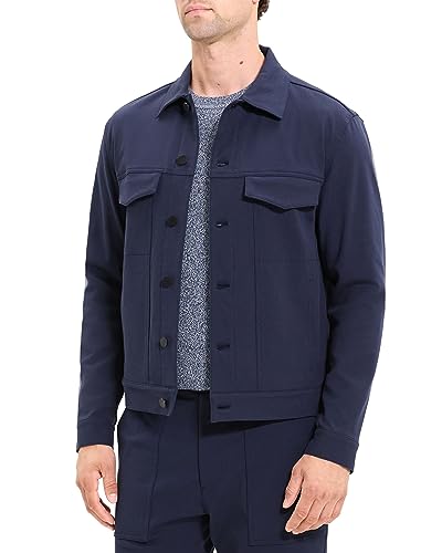 Theory Men's River Jacket in Neoteric Twill, Dark Navy, XS