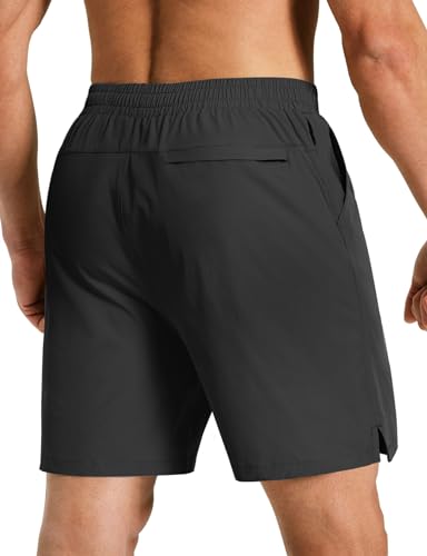 Aolesy Men's 2 Pack Athletic Running Shorts 7inch Quick Dry Gym Workout Shorts with Zipper Pocket Sports Training Shorts