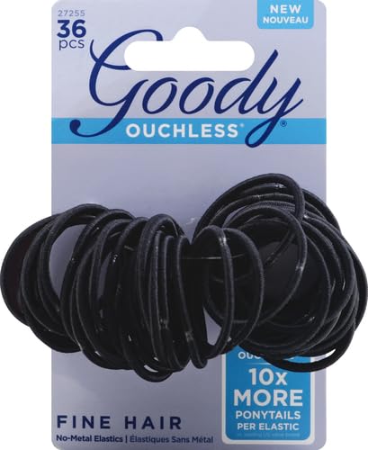 Goody Ouchless Hair Elastics, Black, 36 Count (Pack of 1)