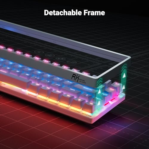 RK ROYAL KLUDGE RK837 Video Gaming Keyboard - 65% Layout Mechanical Keyboard, BT5.1/2.4G/Wired with 3 USB Ports, RGB Backlit, Hot-Swap PC Computer Wireless Keyboard for Mac Laptop, Clicky Blue Switch