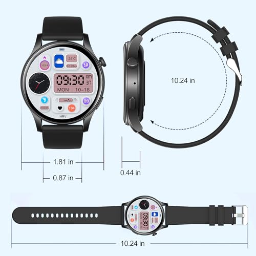 Smart Watch (Answer/Make Calls), Ultra Thin 1.43’’ AMOLED Smart Watches for Men Women, 100+ Sport Modes Fitness Tracker with Blood Oxygen/Heart Rate Monitor, IP68, Android IOS(with 2 bands)(Black)