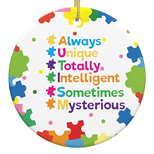 Autism Awareness Christmas Ornaments Autism Puzzle Ornaments 3" Xmas Tree Ornaments Decorations Gifts for Women Men Friends