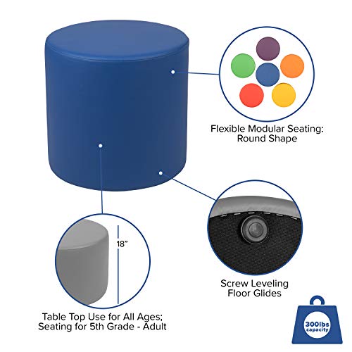 EMMA + OLIVER 18" H Soft Seating Flexible Circle for Classrooms and Common Spaces - Blue