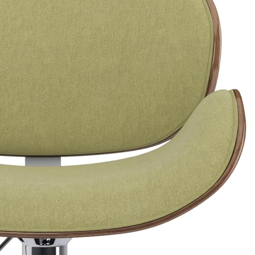 SIMPLIHOME Marana 33 Inch Wide Mid Century Modern Bentwood Adjustable Height Gas Lift Bar Stool in Acid Green Polyester Linen Fabric, for The Dining Room and Kitchen