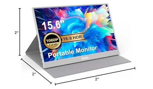 Tpsmtdis 15.6" Portable Monitor,1080P Screen Extender Plug&Play IPS FHD Laptop Second Monitors,HDR USB-C HDMI Travel Gaming Display for PC Mac Phone PS4/5 Switch Xbox,w/Smart Cover Dual Speakers