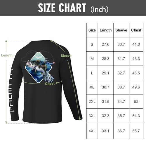 Palmyth Fishing Shirts for Men Long Sleeve UPF 50+ T Shirt Sun Protection Tee (Dark Blue/Skull and Rods, 4XL)