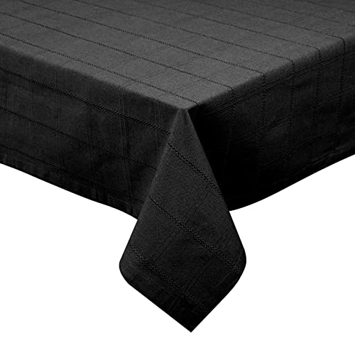 UniQloth Rustic Farmhouse Rectangle Tablecloth Heavy Duty Fabric 100% Cotton - Washable Dining Table Cover - Ideal for Dinner Party Wedding Christmas Holidays Everyday Use Table Linen 52x70 Black