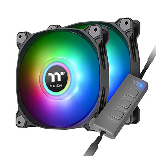 Thermaltake Pure Duo 120mm 16.8 Million RGB Color 5V ARGB Motherboard Sync 2 Light Rings 18 Addressable LED 9 Blades Hydraulic Bearing White Case/Radiator Fan CL-F097-PL12SW-B