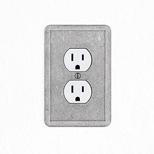 Questech Outlet Cover, Single Duplex Wall Plate 1-Gang Switch Plate Standard Size Electrical Outlet Receptacle Cover, Decorative Tumbled Texture, Gray, 3 Pack
