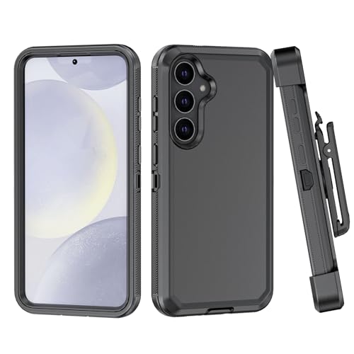 TASHHAR Phone Case for Samsung Galaxy S24 Plus case,Heavy Duty Hard Shockproof Armor Protector Case Cover with Belt Clip Holster for Samsung S24+ 2024 Phone Case (Black)
