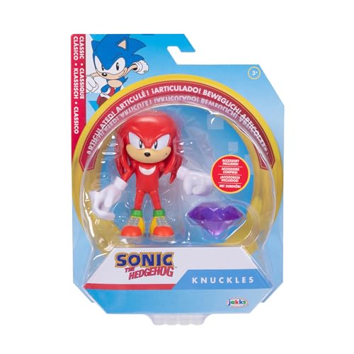 Sonic the Hedgehog 4-inch Knuckles Action Figure with Purple Chaos Emerald Accessory. Ages 3+ (Officially Licensed by Sega)