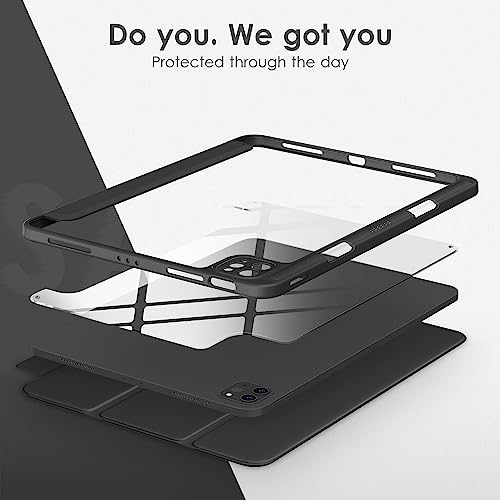 DTTOCASE for iPad Pro 11 Inch 4th/3rd/2nd/1st Generation Case, iPad Air 11-inch / 5th / 4th Generation Case with Clear Back,Pencil Holder,Auto Sleep/Wake,Camera Protection,Pink