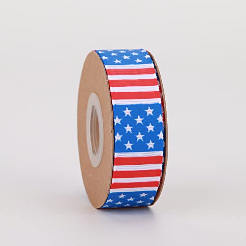 Meseey Patriotic Ribbons Red/White/Blue 40 Yards Stars and Stripes Grosgrain Ribbon Use for Hair Bows,Wreath,Gift Wrapping,Memorial Day Decoration(01)