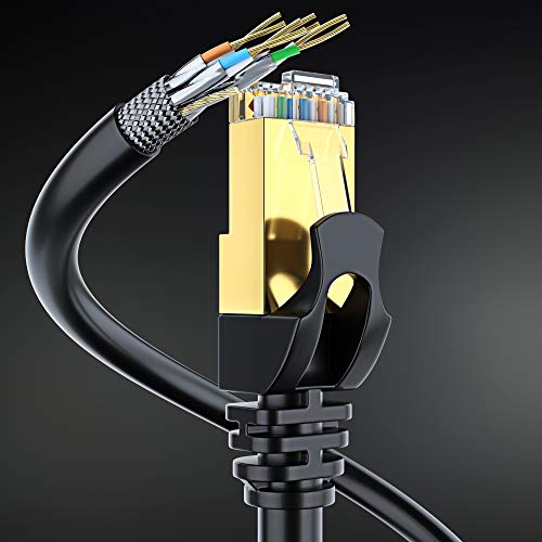 Cat 7 Ethernet Cable 1 ft - High-Speed Internet & Network LAN Patch Cable, RJ45 Connectors - 1ft / Black / 2 Pack - Perfect for Gaming, Streaming, and More