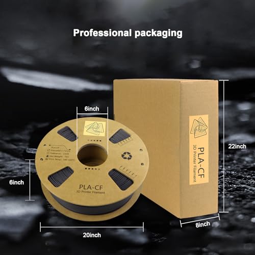 Carbon Fiber Filament 1.75mm - Reinforced 3D Printer Filament - Black pla 3D Filament - PLA-CF 1.75 Filament - 340m Spool (2.2 LBS) for 3D Printers