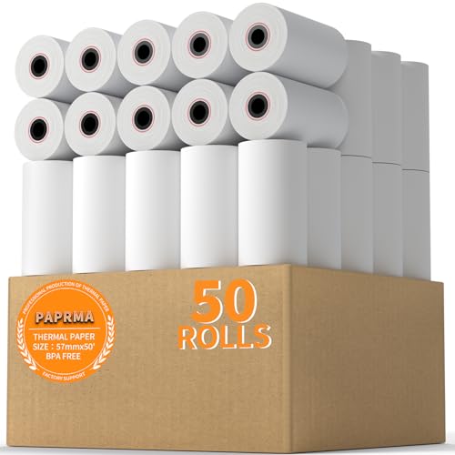 2 1/4'' x 85' Thermal Receipt Paper 10 Rolls, PAPRMA POS Paper Cash Register Paper Rolls, Thermal Paper for Square Terminal Credit Card Machine Verifone VX510 VX570 FD50 T4220