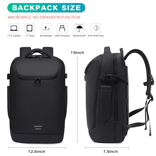 TANGCORLE Laptop Backpack for Women, 50L Carry On Backpack Men, Expandable Flight Approved Water Resistant Luggage with 3 Packing Cubes & USB Port, Travel Backpack Fits 17.3 Inch Notebook