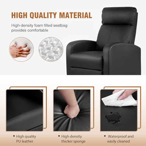 FDW Recliner Chair Push Back Sofa Home Theater Seating with Lumbar Support and Leather Padded Seat Backrest for Living Room