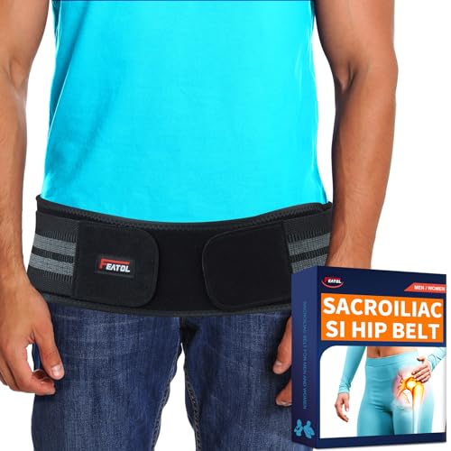 FEATOL SI Belt Sacroiliac Hip Belt for Sciatica Pain Relief-Extra Compression Support Hip Brace for Pelvic, Sciatica, Trochanteric, Hip and Lower Back Pain relief-SI Joint Belt for Men Women-Small