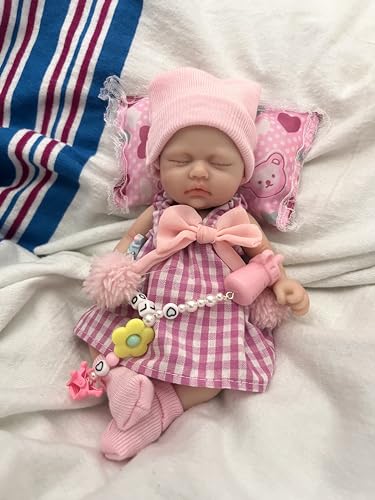 MYREBABY 7 Inch Mini Reborn Baby Dolls ，Silicone Full Body Baby Soft Skin Mini Realistic Newborn Baby Dolls Real Life Tiny Baby Doll with Feeding Accessories-1