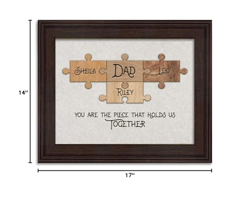 Personal-Prints DAD & Children Puzzle Pieces | Personalized Father's Day Gift Sign | Gift for Dad With all the Kid's Names (11"x14" Framed Paper Print, 3 Children)