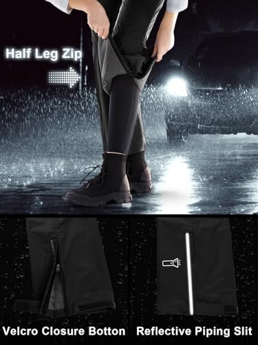 Outdoor Ventures Women's Rain Pants Packable Waterproof Hiking Pants Windproof Breathable Outdoor Rain Over Pants Grey