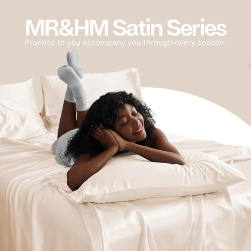 MR&HM Satin Pillowcase for Hair and Skin, Silk Satin Pillowcase 2 Pack, Standard Size Pillow Cases Set of 2, Silky Pillow Cover with Envelope Closure (20x26, Navy Blue)